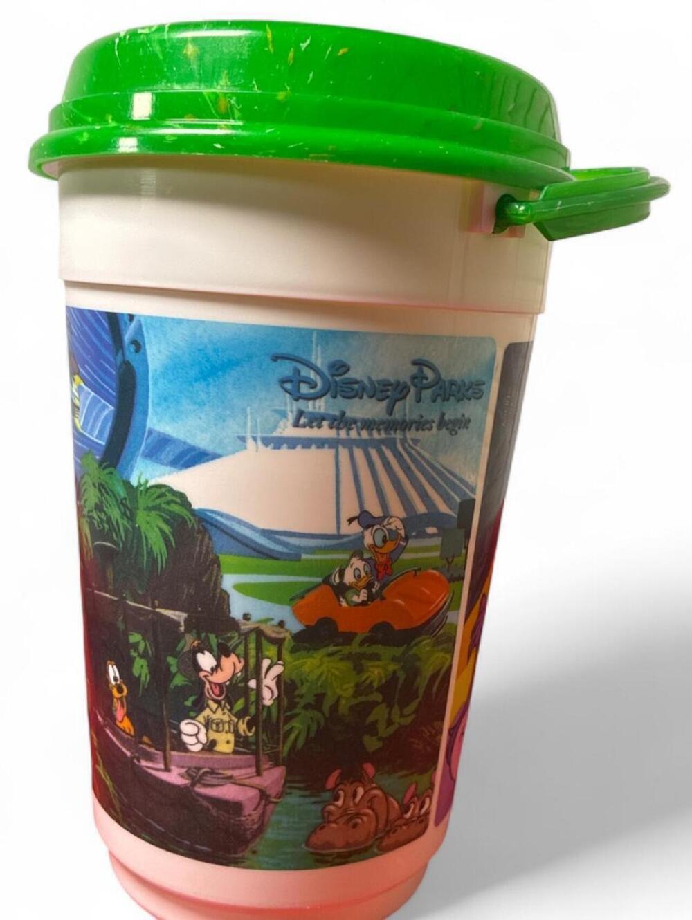 2007 Disney Parks Vintage Mickey Mouse Popcorn Bucket with Green Lid and Handle